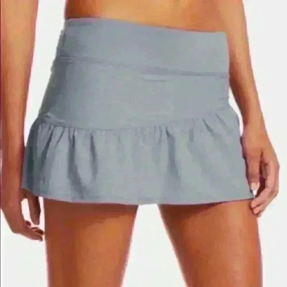 Under Armour Gray Tennis Shimmer Skort w ruffle & Back Zipper pocket Women' Sz L